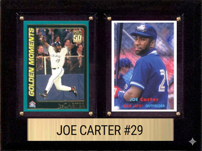 Joe Carter Toronto Blue Jays Fan Gift Plaque 6x8 2 Cards Topps, Bowman 2024 2025 2026