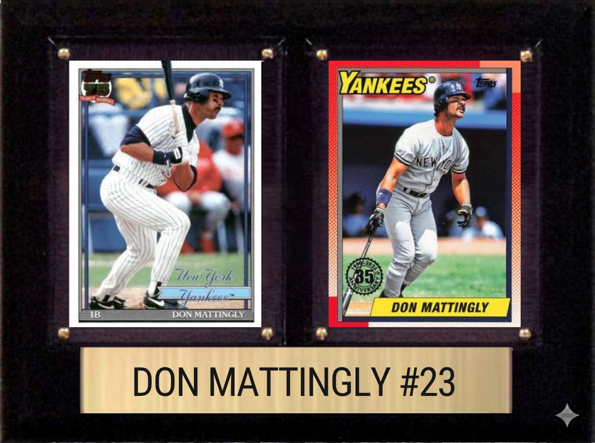 Don Mattingly New York Yankees Fan Gift Plaque 6x8 2 Cards Topps, Bowman 2024 2025 2026