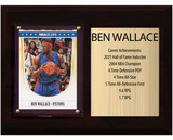 Ben Wallace Detroit Pistons Hall of Fame Stats Plaque 6x8 1 Card Hoops, Prizm, Donruss 2024 2025 2026