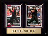 Spencer Steer Cincinnati Reds Fan Gift Plaque 6x8 2 Cards Topps, Bowman 2024 2025 2026