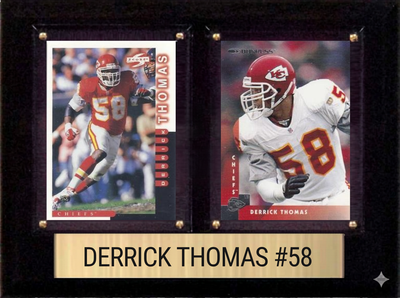 Derrick Thomas Kansas City Chiefs Hall of Fame Fan Gift Plaque 6x8 2 Cards Prizm, Donruss, Score 2024 2025 2026
