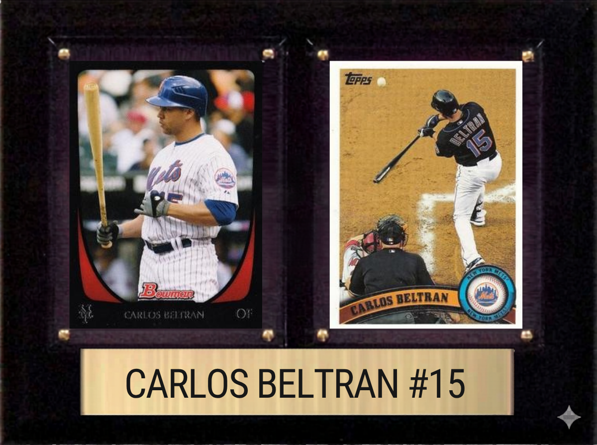 Carlos Beltran New York Mets Hall of Fame Fan Gift Plaque 6x8 2 Cards Topps, Bowman 2024 2025 2026