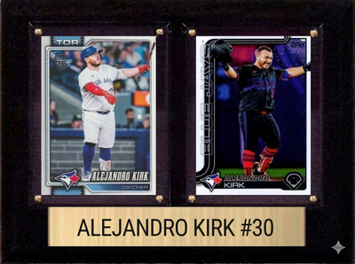 Alejandro Kirk Toronto Blue Jays Fan Gift Plaque 6x8 2 Cards Topps, Bowman 2024 2025 2026