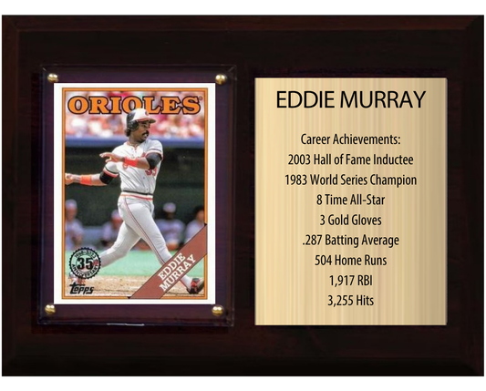 Eddie Murray Baltimore Orioles Hall of Fame Stats Plaque 6x8 1 Card Topps, Bowman 2024 2025 2026