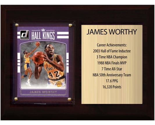 James Worthy Los Angeles Lakers Hall of Fame Stats Plaque 6x8 1 Card Hoops, Prizm, Donruss 2024 2025 2026