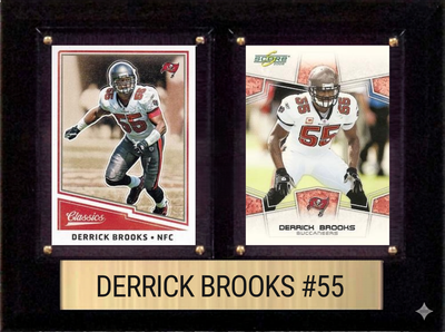 Derrick Brooks Tampa Bay Buccaneers Hall of Fame Fan Gift Plaque 6x8 2 Cards Prizm, Donruss, Score 2024 2025 2026