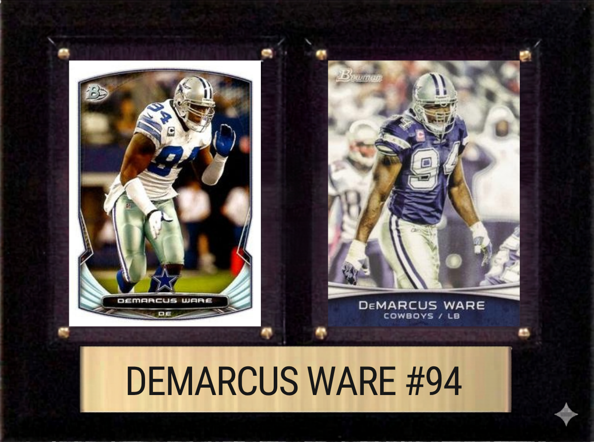 DeMarcus Ware Dallas Cowboys Hall of Fame Fan Gift Plaque 6x8 2 Cards Prizm, Donruss, Score 2024 2025 2026