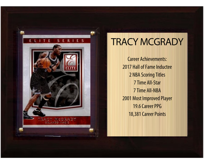 Tracy McGrady Orlando Magic Hall of Fame Stats Plaque 6x8 1 Card Hoops, Prizm, Donruss 2024 2025 2026
