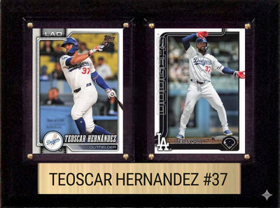 Teoscar Hernandez Los Angeles Dodgers Fan Gift Plaque 6x8 2 Cards Topps, Bowman 2024 2025 2026