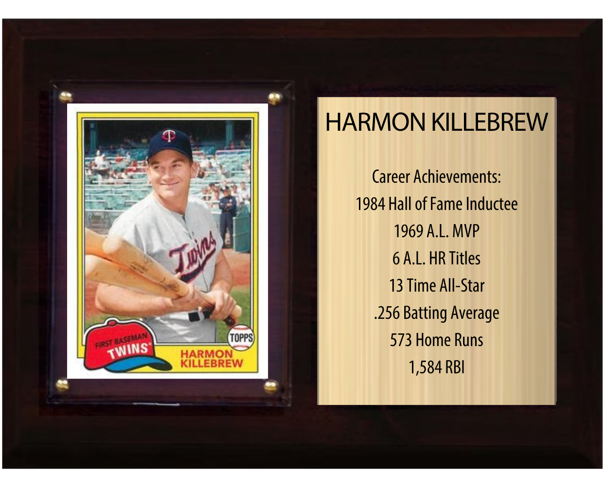 Harmon Killebrew Minnesota Twins Hall of Fame Stats Plaque 6x8 1 Card Topps, Bowman 2024 2025 2026
