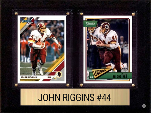 John Riggins Washington Commanders Hall of Fame Fan Gift Plaque 6x8 2 Cards Prizm, Donruss, Score 2024 2025 2026