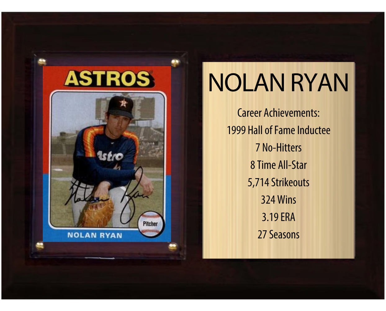 Nolan Ryan Houston Astros Hall of Fame Stats Plaque 6x8 1 Card Topps, Bowman 2024 2025 2026