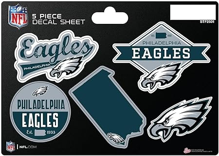 NFL 5-Pc Sticker Sheet - All Football Teams - Rico Industries - Car Wall Decal - PERFECT GIFT