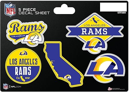 NFL 5-Pc Sticker Sheet - All Football Teams - Rico Industries - Car Wall Decal - PERFECT GIFT