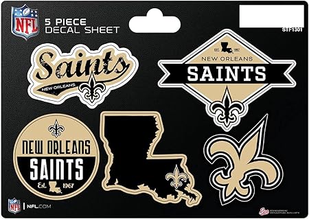 NFL 5-Pc Sticker Sheet - All Football Teams - Rico Industries - Car Wall Decal - PERFECT GIFT
