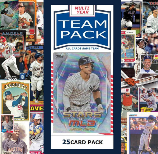 25 Card Multiyear Team Pack Yankees Aaron Judge 2025 2024 2023 Topps Chrome Heritage