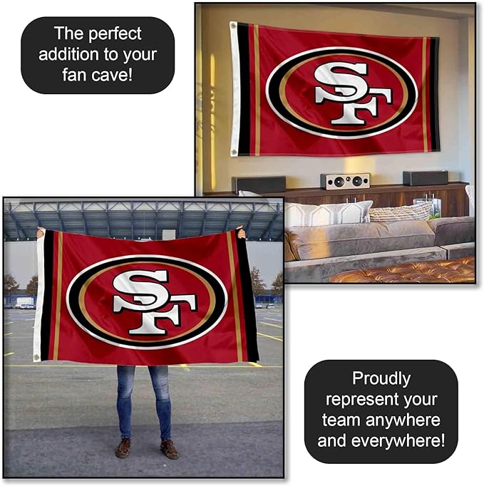 San Francisco 49ers Large 3x5 Flag WinCraft  - Double Sided - Home Flagpole, Tailgating, Fan Cave
