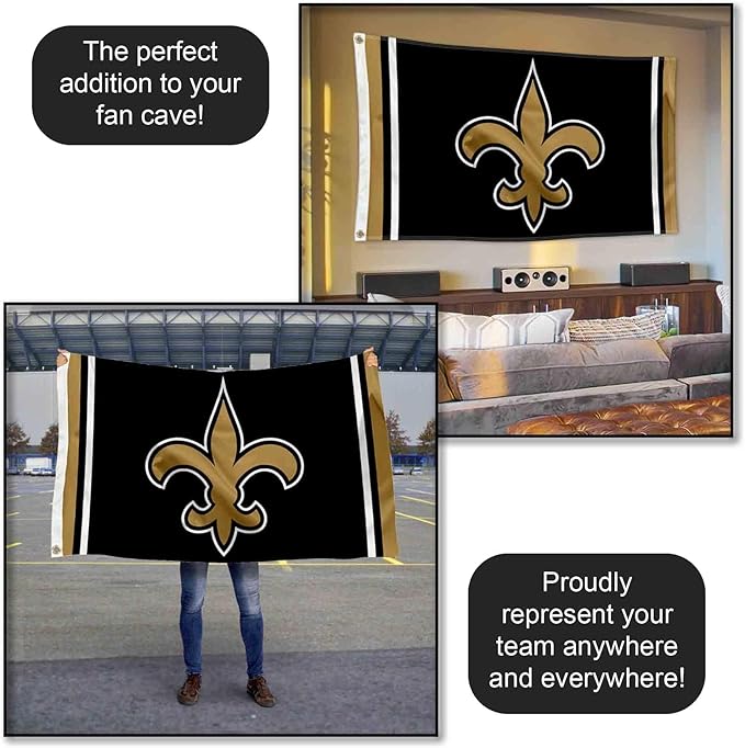 Logo Flag WinCraft New Orleans Saints 3x5 Feet + 2025 Card SCORE Team Set Tyler Shough RC
