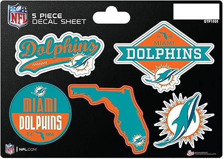NFL 5-Pc Sticker Sheet - All Football Teams - Rico Industries - Car Wall Decal - PERFECT GIFT