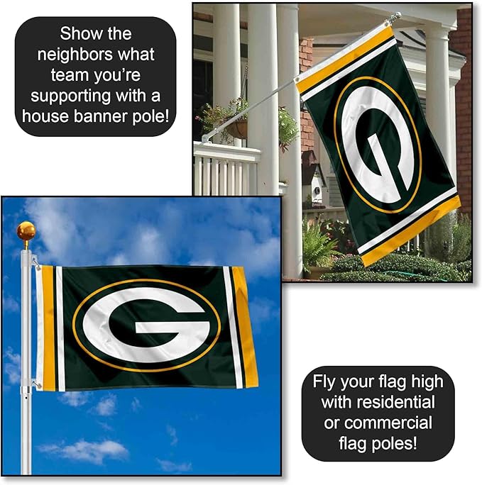 Green Bay Packers NFL Standard 3' x 5' Banner Flag Single Sided Rico Industries - Indoor or Outdoor - Home Décor