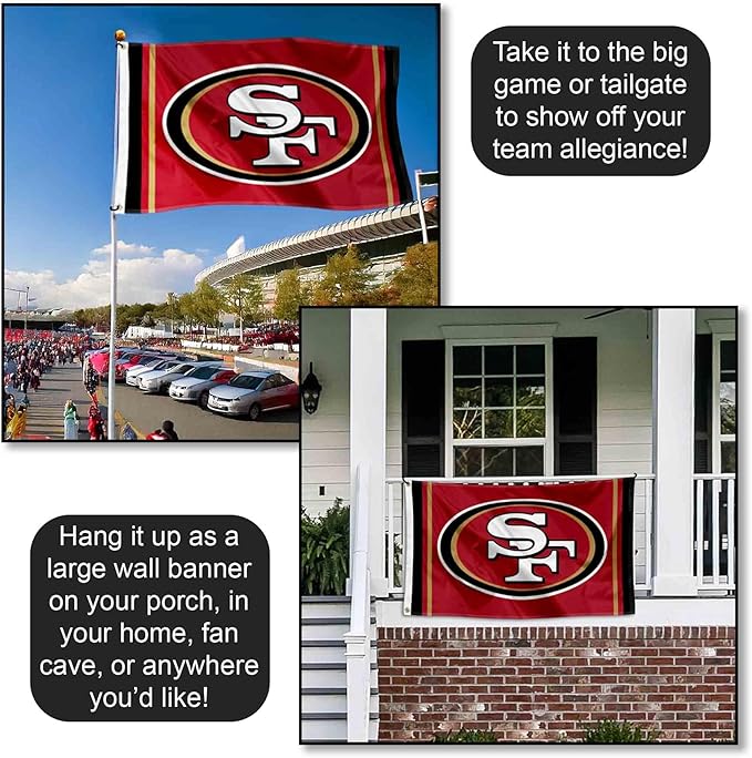 San Francisco 49ers Large 3x5 Flag WinCraft  - Double Sided - Home Flagpole, Tailgating, Fan Cave