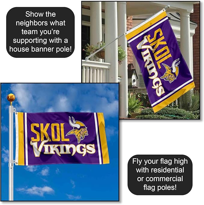 Minnesota Vikings SKOL Large 3x5 Flag WinCraft  - Double Sided - Home Flagpole, Tailgating, Fan Cave
