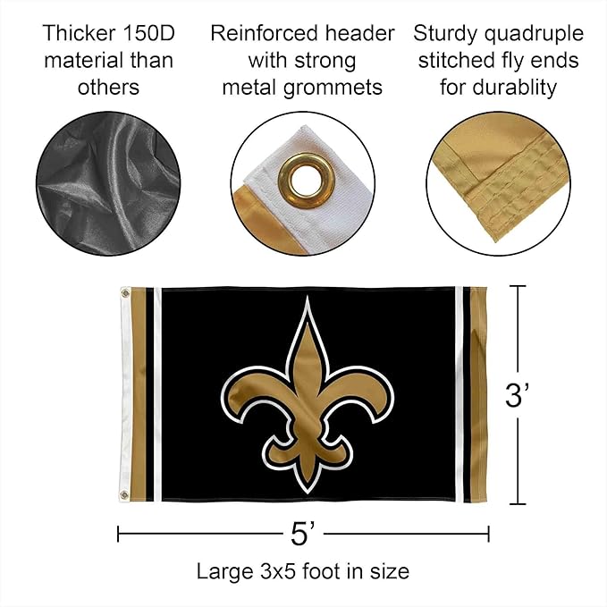 Logo Flag WinCraft New Orleans Saints 3x5 Feet + 2025 Card SCORE Team Set Tyler Shough RC