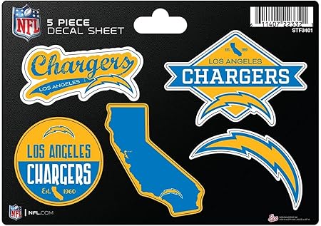 NFL 5-Pc Sticker Sheet - All Football Teams - Rico Industries - Car Wall Decal - PERFECT GIFT