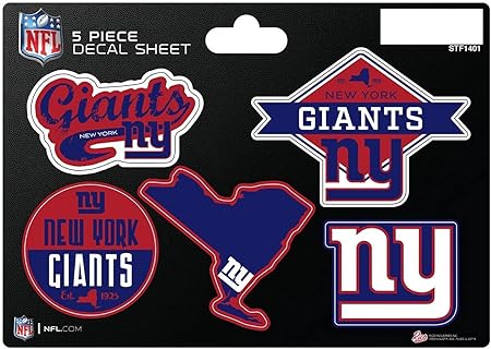 NFL 5-Pc Sticker Sheet - All Football Teams - Rico Industries - Car Wall Decal - PERFECT GIFT