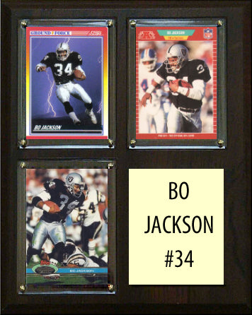 Bo Jackson 3 Card Plaque Donruss Fleer Topps 2023 2024 LA Raiders