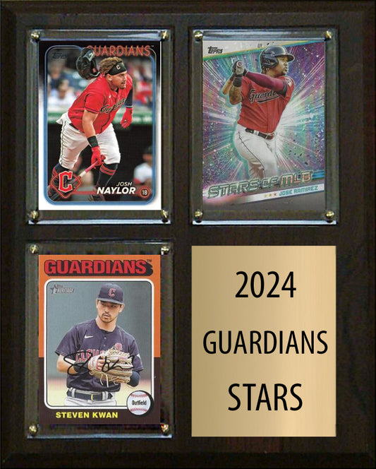 2024 Stars Guardians Jose Ramirez Steven Kwan Josh Naylor 3 Card Plaque 8" x 10"