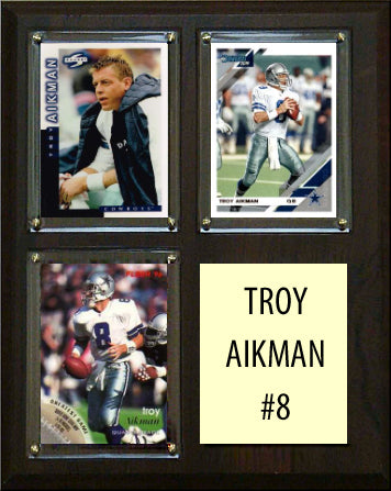Troy Aikman 3 Card Plaque Donruss Fleer Topps 2023 2024 Dallas Cowboys