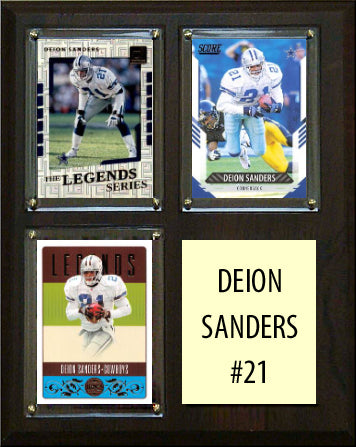 Deion Sanders 3 Card Plaque Donruss Fleer Topps 2023 2024 Dallas Cowboys