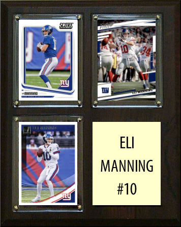 Eli Manning 10 3 Card Plaque Donruss Fleer Topps 2023 2024 New York Giants