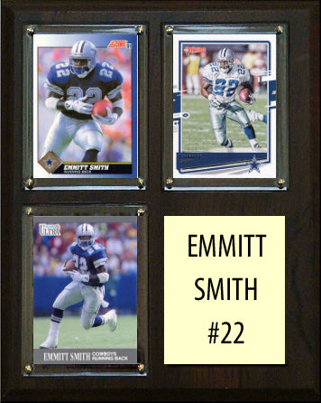 Emmitt Smith 3 Card Plaque Donruss Fleer Topps 2023 2024 Dallas Cowboys