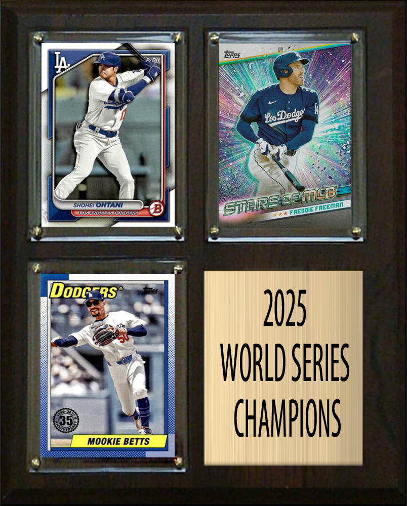 Dodgers 2025 World Series Champs 3 Card Plaque Topps Bowman Freddie Freeman Shohei Ohtani Mookie Betts