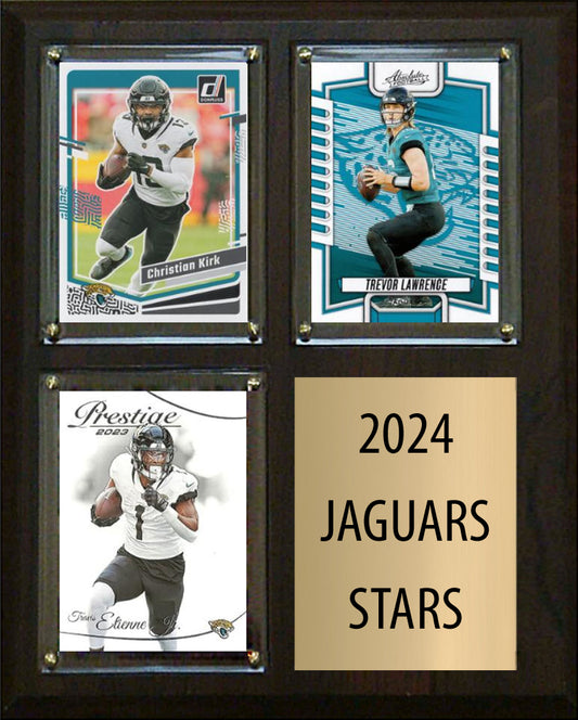 2024 Stars Jacksonville Jaguars Trevor Lawrence Christian Kirk Travis Etienne 2023 Donruss 3 Card Plaque 8" x 10"
