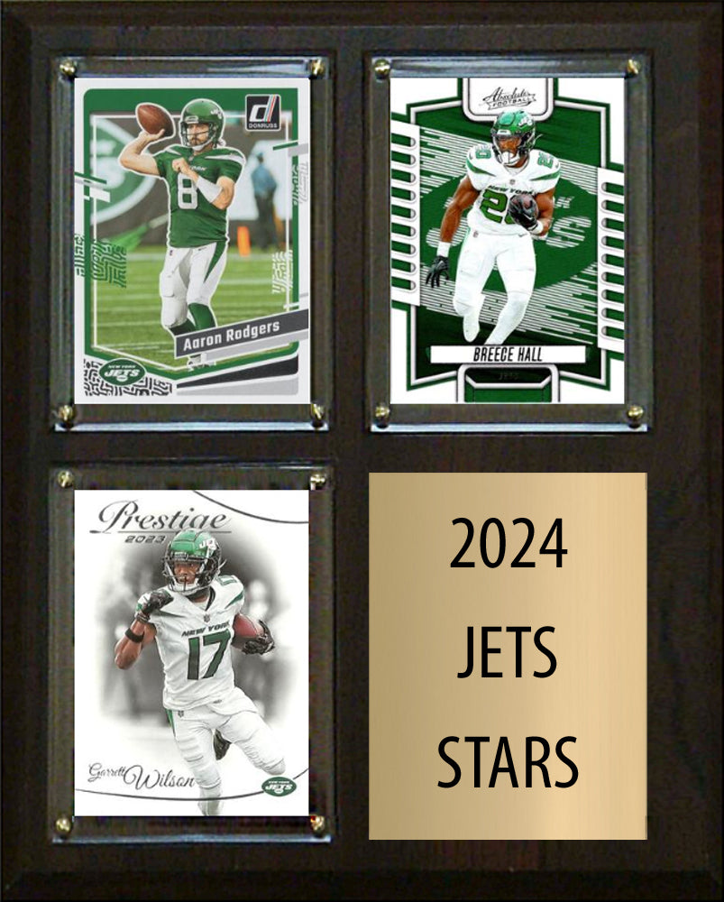2024 Stars New York Jets Aaron Rodgers Breece Hall Garrett Wilson 2023 Donruss 3 Card Plaque 8" x 10"