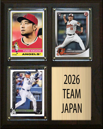 2026 WBC Team Japan 3 Card Plaque Topps Shohei Ohtani Dodgers Sugano Kikuchi