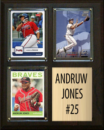 Andruw Jones Atlanta Braves 3 Card Plaque Topps Bowman