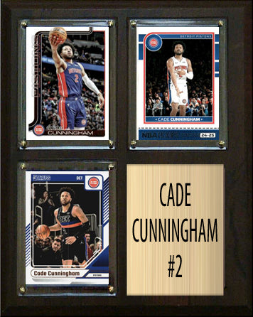 Cade Cunningham Detroit Pistons 3 Card Plaque Donruss Hoops Fleer Topps 2023 2024 2025