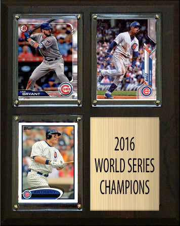 Chicago Cubs 2016 World Series Plaque 3 Card Plaque Topps Bowman Bryant Baez Rizzo
