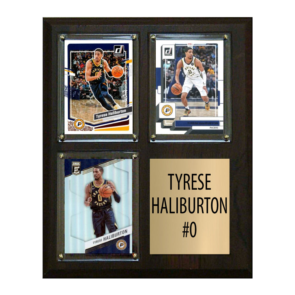 2025 Indiana Pacers Tyrese Haliburton 3 Card Plaque Donruss Hoops Panini