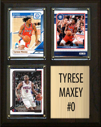 Tyrese Maxey 3 Card Plaque Donruss Hoops Fleer Topps 2023 2024 Philadelphia 76ers