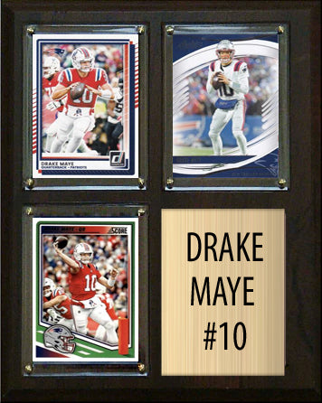 Drake Maye 3 Card Plaque Donruss Fleer Topps 2025 2023 2024 New England Patriots