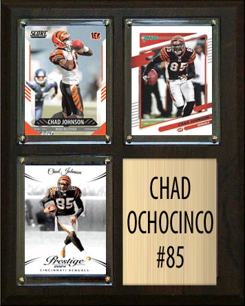 Chad Ochocinco 3 Card Plaque Donruss Fleer Topps 2025 2023 2024 Cincinnati Bengals
