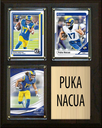 Puka Nacua LA Rams 3 Card Plaque Donruss Topps 2026 2025 2023 2024