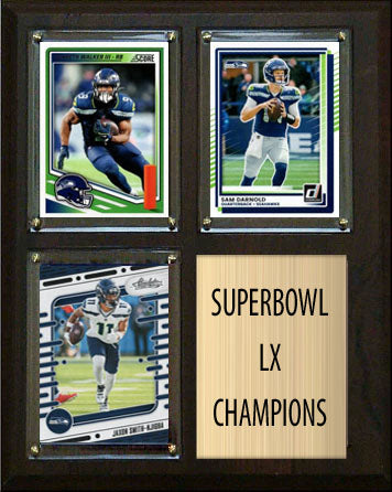 SuperBowl LX 60 Seattle Seahawks 3 Card Championship Plaque Donruss Panini 2026 2025 2024