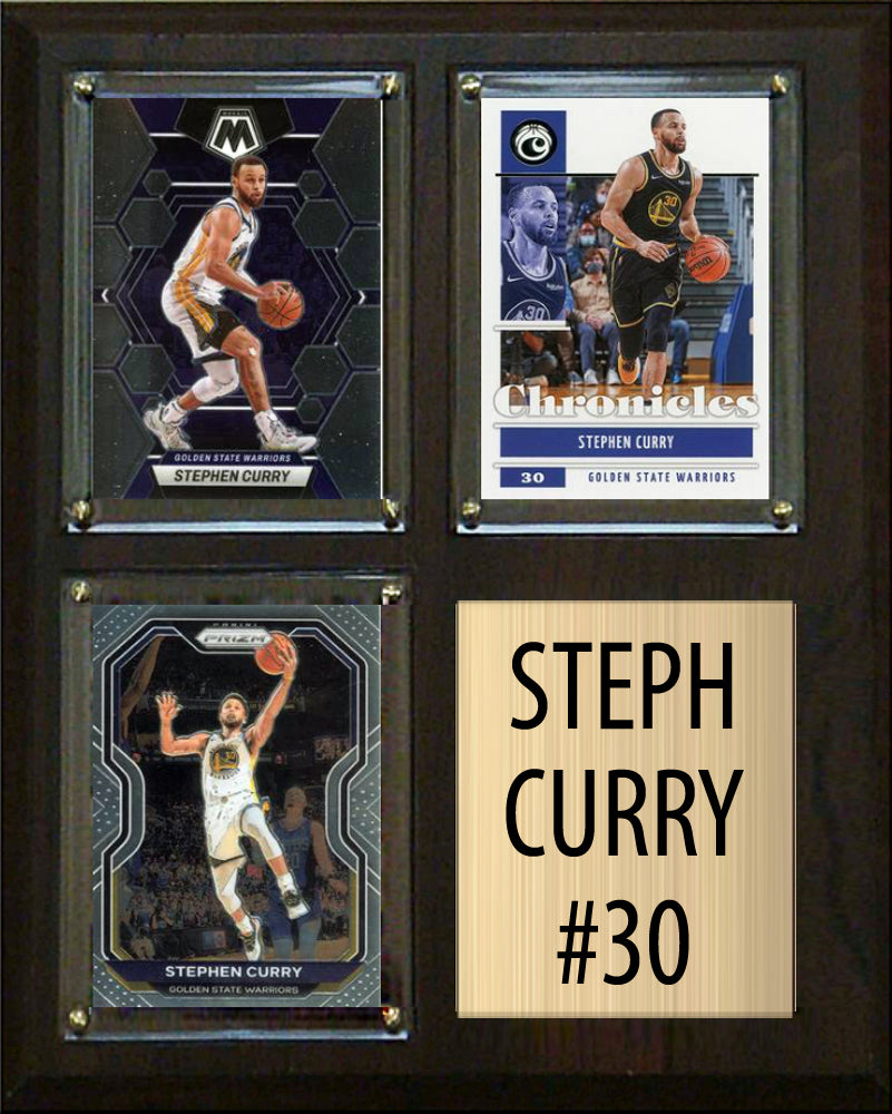 Steph Curry 3 Card Plaque Donruss Hoops Fleer Topps 2023 2024 Golden State Warriors