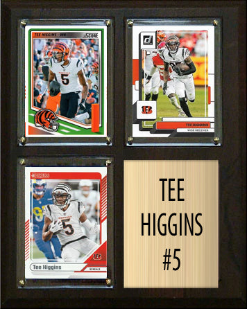 Tee Higgins #5 3 Card Plaque Donruss Fleer Topps 2025 2023 2024 Cincinnati Bengals